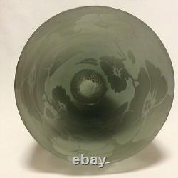 Vase en verre givré, gravé à l'acide puis émaillé, style Art Nouveau, hauteur 22,5 cm