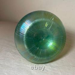 Vase en verre irisé Bohemian Loetz en argent sterling antique avec superposition de style Art Nouveau