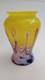 Vase En Verre Jaune &agrave; Plumes Tir&eacute;es Art D&eacute;co Rindskopf, Vers 1930, Verre D&rsquo;art Boh&eacute;mien