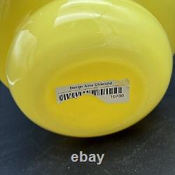 Vase en verre jaune moderniste Vintage Ikea Anne Nilsson 9 encastré avec cerceau en ruche