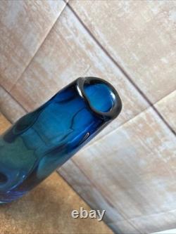 Vase en verre knobbly bleu roi Whitefriars vintage du milieu du siècle moderne