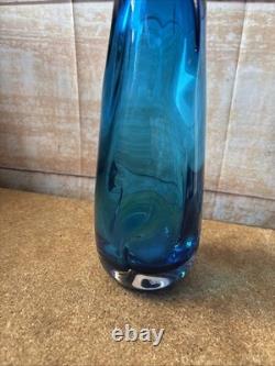 Vase en verre knobbly bleu roi Whitefriars vintage du milieu du siècle moderne