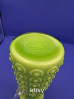 Vase en verre lime Empoli années 1960 vintage œil de taureau décor MCM