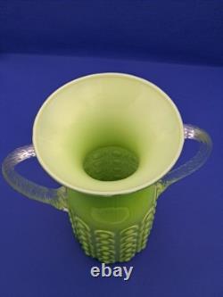 Vase en verre lime Empoli années 1960 vintage œil de taureau décor MCM