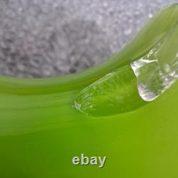 Vase en verre lime Empoli années 1960 vintage œil de taureau décor MCM