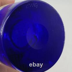 Vase en verre lourd bullicante en cobalt soufflé à la main, signé par un artiste tchèque