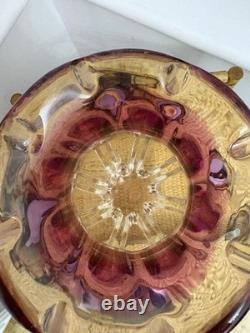 Vase en verre lourd de Chribska en verre tchèque par Josef Hospodka, rose et ambre