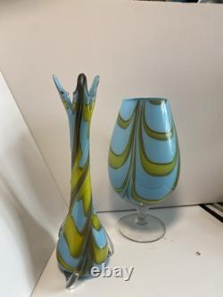 Vase en verre marbré Vetreria Artigiana Sanminiatello Empoli Italie