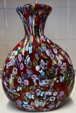 Vase en verre millefiori fait main vintage