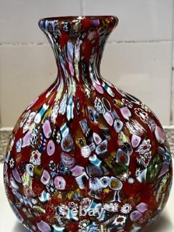 Vase en verre millefiori fait main vintage