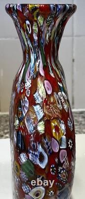 Vase en verre millefiori fait main vintage