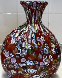 Vase en verre millefiori fait main vintage