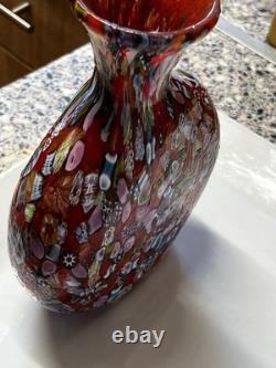 Vase en verre millefiori fait main vintage