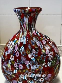 Vase en verre millefiori fait main vintage