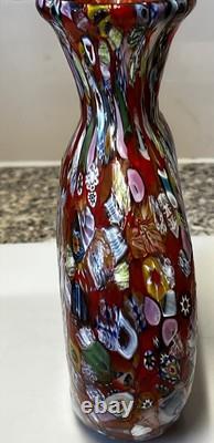 Vase en verre millefiori fait main vintage