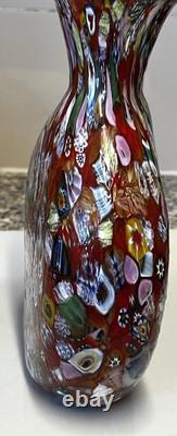 Vase en verre millefiori fait main vintage
