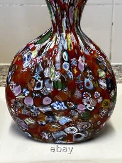 Vase en verre millefiori fait main vintage