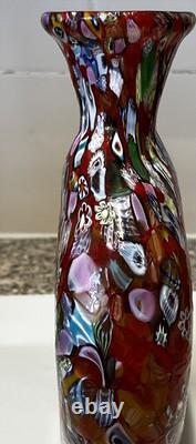 Vase en verre millefiori fait main vintage