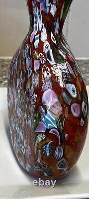 Vase en verre millefiori fait main vintage