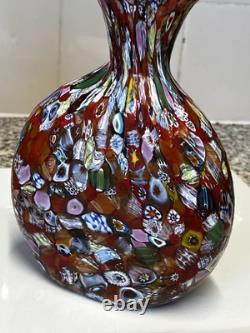 Vase en verre millefiori fait main vintage