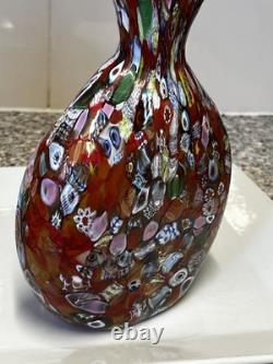 Vase en verre millefiori fait main vintage