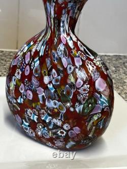 Vase en verre millefiori fait main vintage