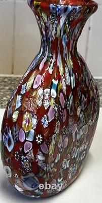 Vase en verre millefiori fait main vintage