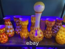 Vase en verre moulé scandinave des années 60 et motif Ball Peacock, d’Elme Glasbruk
