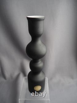 Vase en verre noir à bandes satinées Carlo Moretti