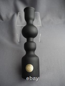 Vase en verre noir à bandes satinées Carlo Moretti