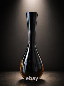 Vase en verre noir lourd et époustouflant, style Murano, pièce décorative en verre artistique de 52 cm.