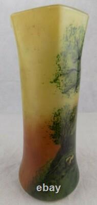 Vase en verre peint Legras Pâte de Verre art nouveau/art déco