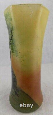 Vase en verre peint Legras Pâte de Verre art nouveau/art déco