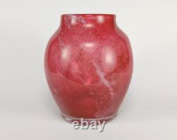 Vase en verre rose pétillant nuageux Art Déco Stevens & Williams des années 1930