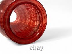 Vase en verre rouge Murano 46 cm en verre artistique soufflé à la main d'Italie, décoration affirmée, de seconde main