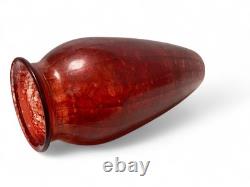 Vase en verre rouge Murano 46 cm en verre artistique soufflé à la main d'Italie, décoration affirmée, de seconde main