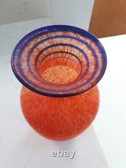 Vase en verre soufflé Murano 2 en verre orange art. Verre dépoli. Environ 1960