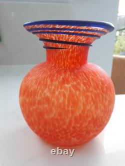 Vase en verre soufflé Murano 2 en verre orange art. Verre dépoli. Environ 1960