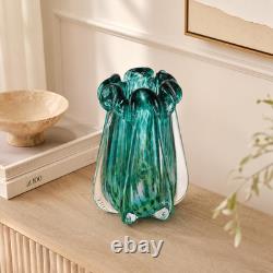 Vase en verre soufflé à la bouche, centre de table en verre d’art coloré de style Murano, grand format et lourd