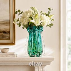 Vase en verre soufflé à la bouche, centre de table en verre d’art coloré de style Murano, grand format et lourd