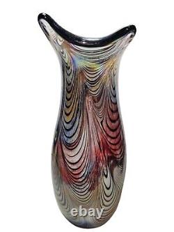 Vase en verre soufflé à la bouche de style Millefiori Vintage Dussica France