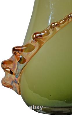 Vase en verre soufflé à la main ION TAMAIAN en verre fusionné vert Roumanie Neuf