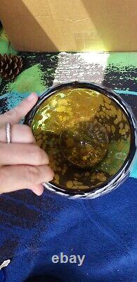 Vase en verre soufflé à la main vintage Confetti irisé multicolore fabriqué au Mexique