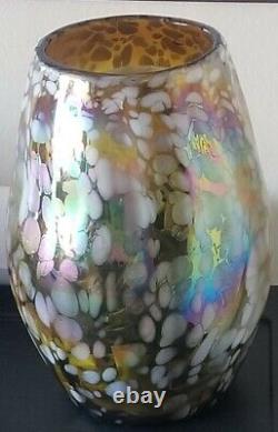 Vase en verre soufflé à la main vintage Confetti irisé multicolore fabriqué au Mexique