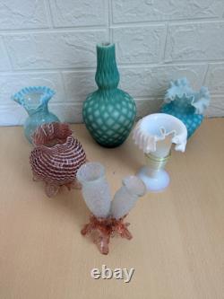Vase en verre soufflé antique de récif côtier en velours découpé x 6 ensemble extrêmement rare en bon état