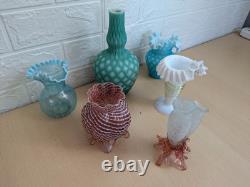 Vase en verre soufflé antique de récif côtier en velours découpé x 6 ensemble extrêmement rare en bon état