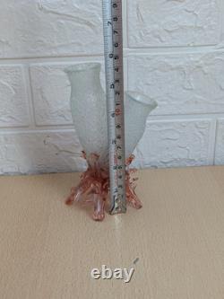 Vase en verre soufflé antique de récif côtier en velours découpé x 6 ensemble extrêmement rare en bon état