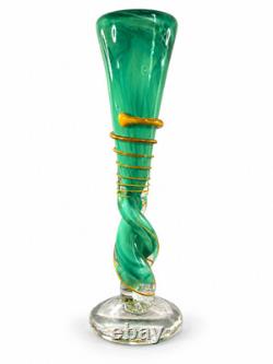 Vase en verre soufflé de Guy Untrauer, signé et daté de 1990, H 27 cm, verre d’art