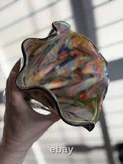 Vase en verre soufflé de style vénitien par The Glass Forge, état d’origine impeccable