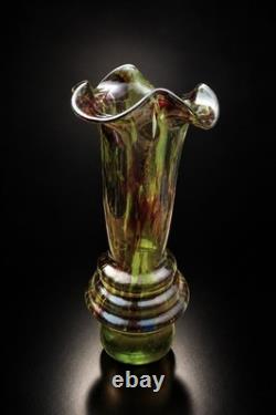 Vase en verre soufflé style Murano, art du verre soufflé à la main vintage, 37 cm, rétro des années 70